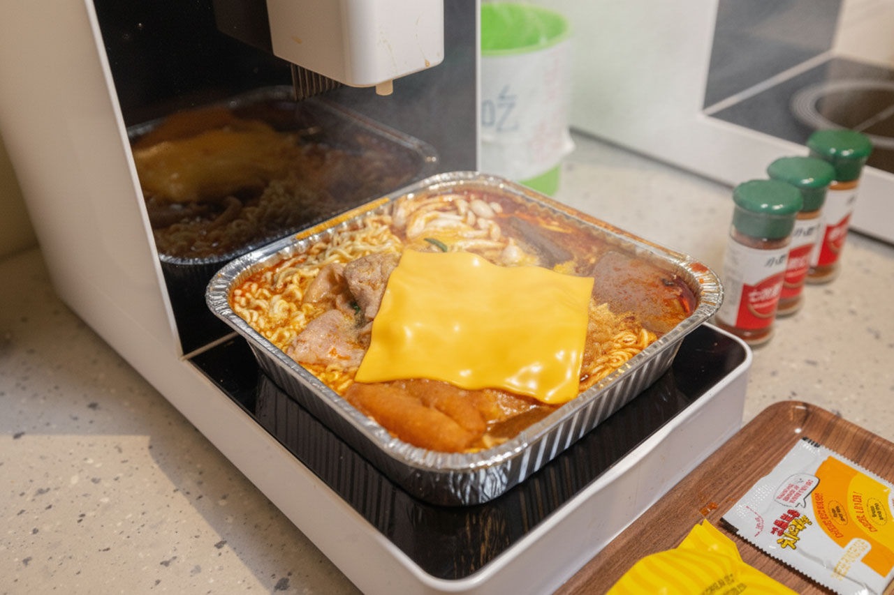 【台中北屯美食推薦】深夜食堂新選擇「遊盒麵崇德店」24小時自助韓式泡麵：10元起小菜！麻辣鴨血、爆漿甜點讓你吃好吃滿，必收台中深夜美食 213