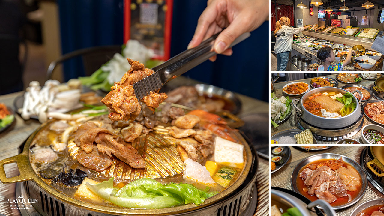 阿豬嘻烤肉村｜488起韓式銅盤烤肉、部隊鍋吃到飽，西門町隱藏版美食50種以上自助吧菜色隨你吃，2024台北西門町萬華區美食推薦